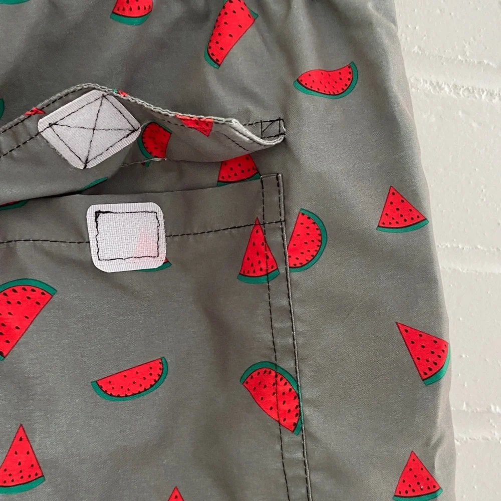 Kurt Creation Francaise Gray Watermelon Print Mens Swim Shorts Size L